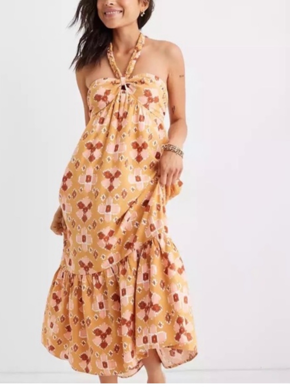 Aerie Halter Maxi Linen Blend Sun Dress XS
